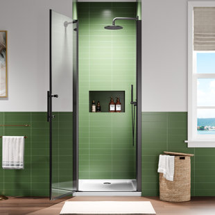 30-31.5＂W X 75＂Pivot Single Shower Door With 1/4＂(6Mm) Clear Tempered Glass