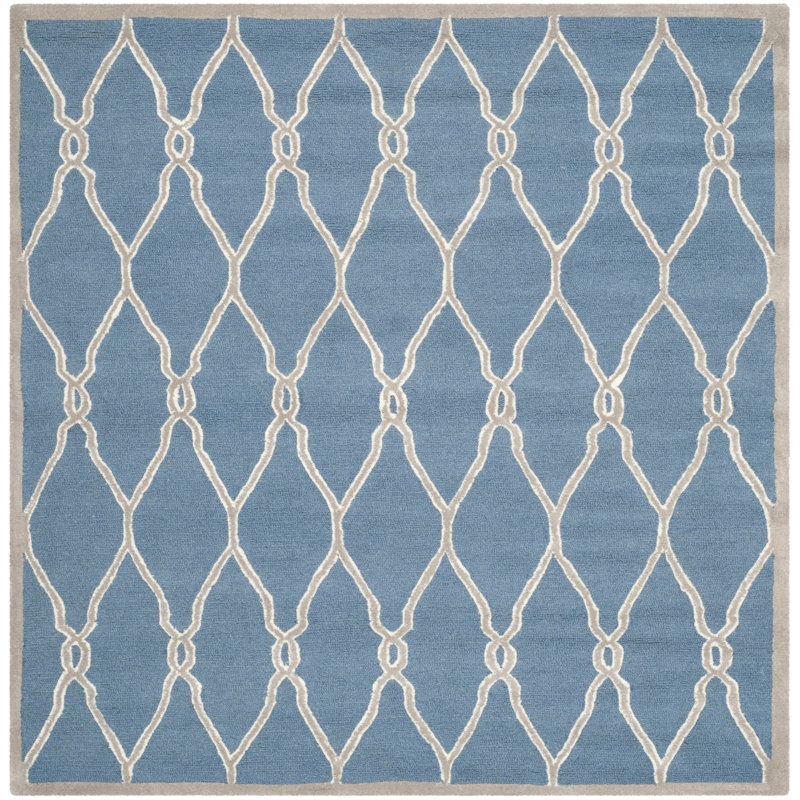 Cannen Hand Tufted Wool Geometric Rug, Square 6'