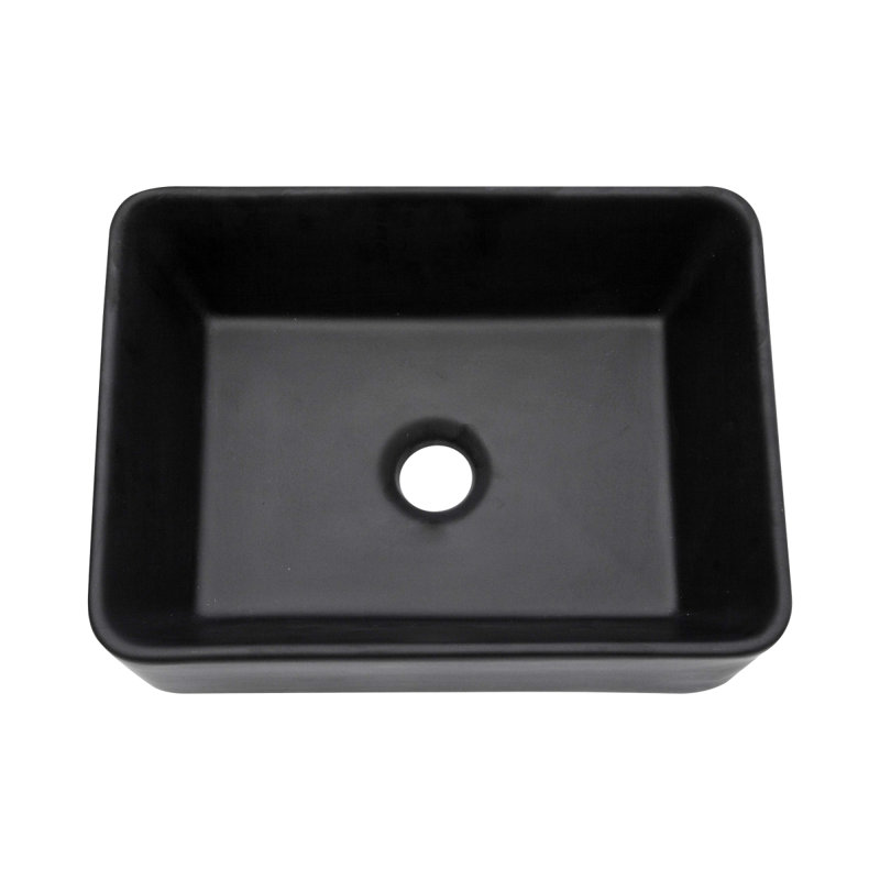 16"X12" Black Ceramic Rectangular Vessel Bathroom Sink