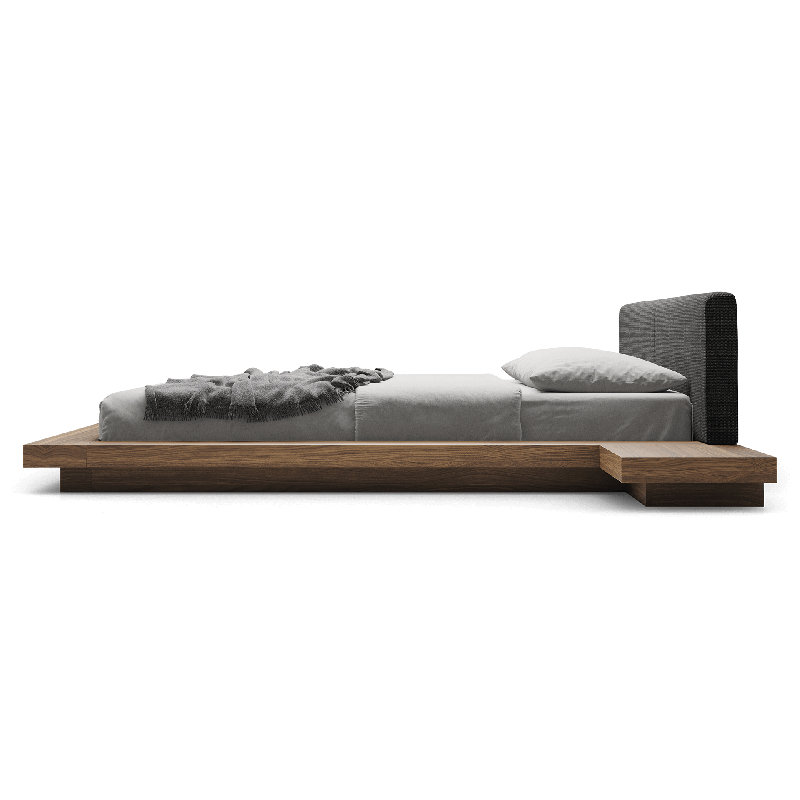 Upholstered Bed, Wenge/Pearl Gray Fabric, Queen