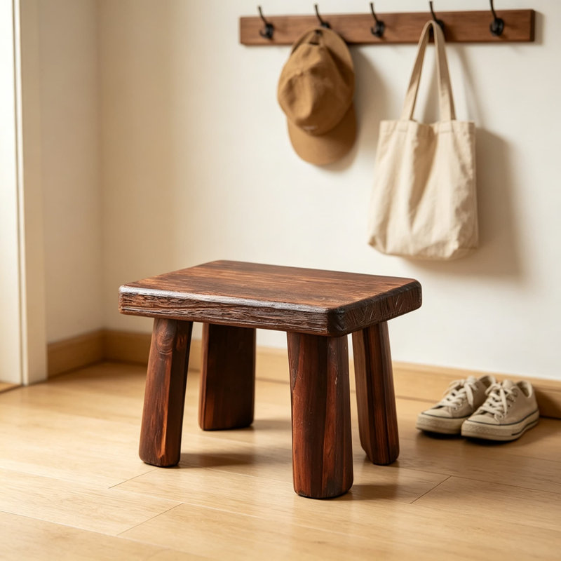 Escabeau en bois massif - Repose-pieds rectangulaire polyvalent pour la maison, la cuisine, la salle de bain et le bureau - Tabouret robuste, durable et polyvalent pour adultes, enfants et personnes âgées