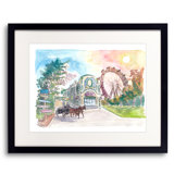 Vienna Austria Prater With Ferris Wheel And Signpost Print by Martina Bleichner