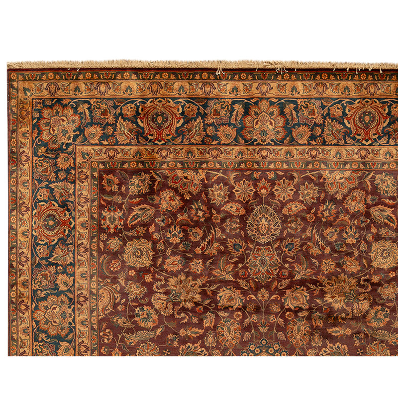 Hand Knotted Wool Oriental Area Rug in Red And Blue