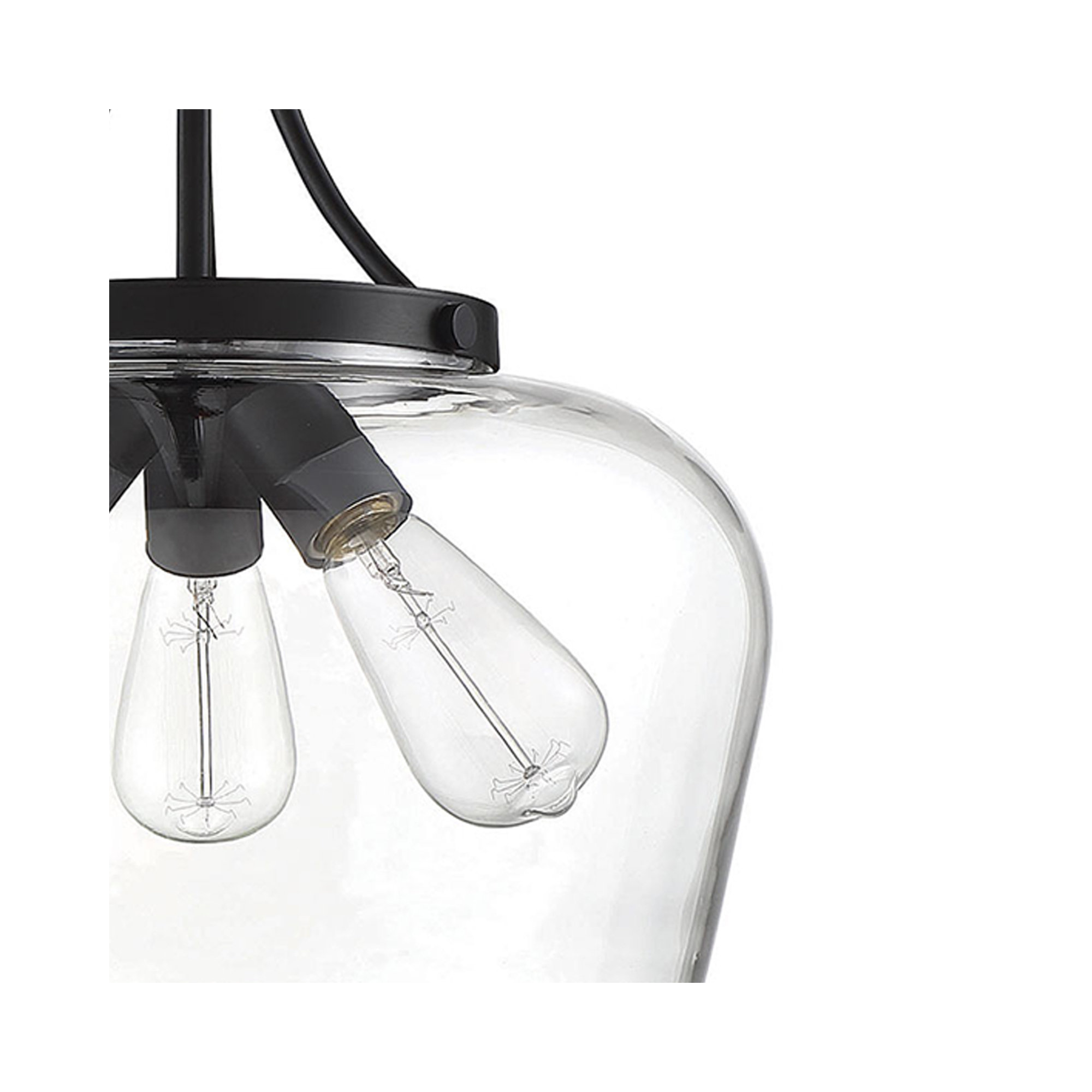 Breena 3 Light Glass Dimmable Pendant, Matte Black