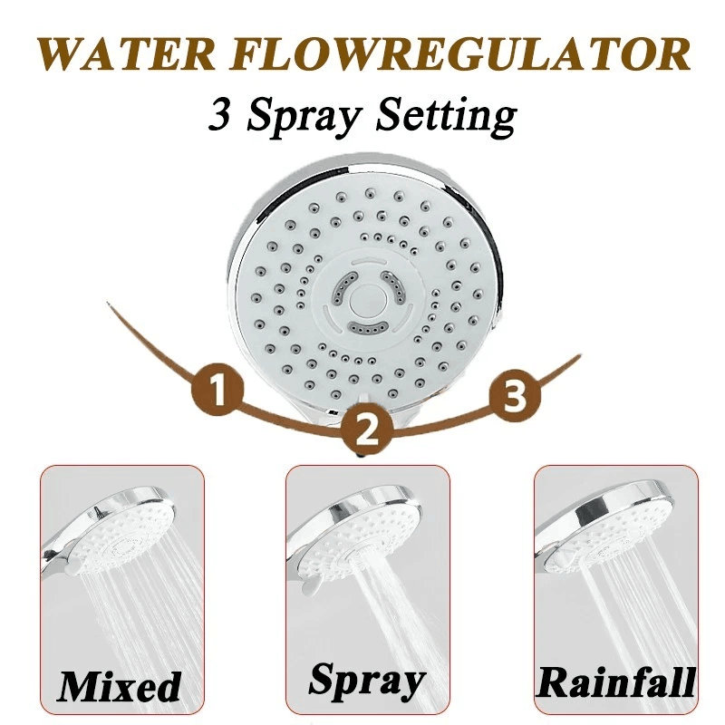 8''Chrome High Pressure Rainfall Shower Head Combo with 3 Setting Handheld Spray, Chrome