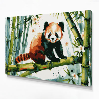 Faune, panda rouge, art mural sur toile blanche