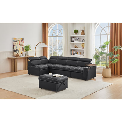Canapé modulaire en tissu avec repose-pieds Tilena