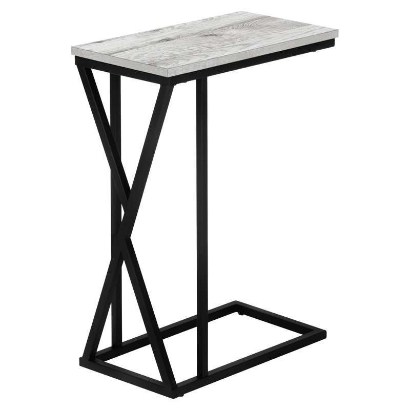 Grey Laminate Living Room & Bedroom Table, Black Metal Frame, Lightweight And Versatile, 10In L X 18.25In W 25.23In H Side Table For Areas, Finish Movable,