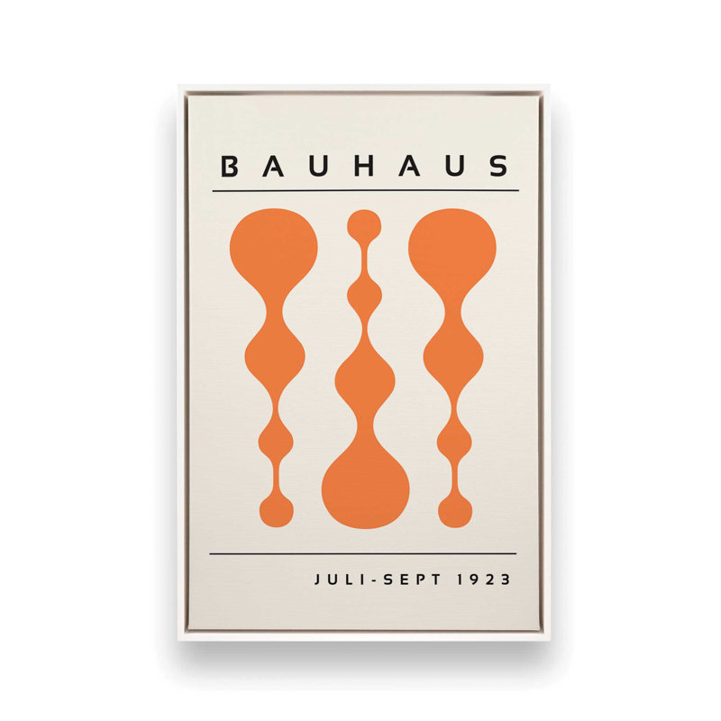 «Midnight Retro Bauhaus», reproduction sur toile encadrée, H 12,75 po x l 8,75 po, Orange, Cadre flottant blanc opaque