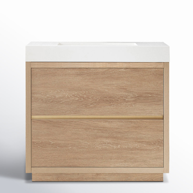 Ensemble de meuble-lavabo simple 36 po Beira, Chêne nord-américain, Blanc, 30"