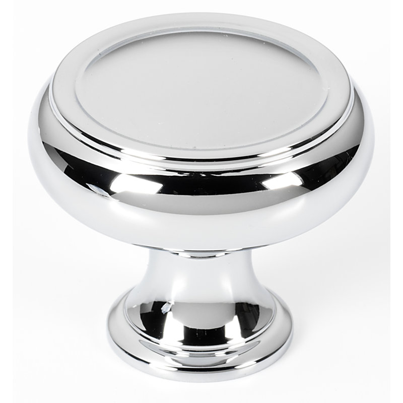 Polished Chrome Round Cabinet Knob with Mounting Hardware