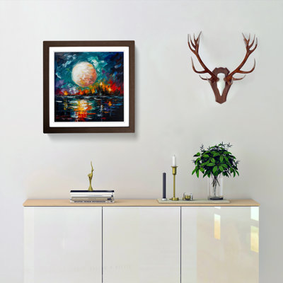 Moon Palette Knife Painting - Framed Print