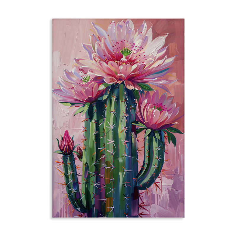 Toile de cactus rose, design par LSR Design Studio, H 24 po x l 16 po