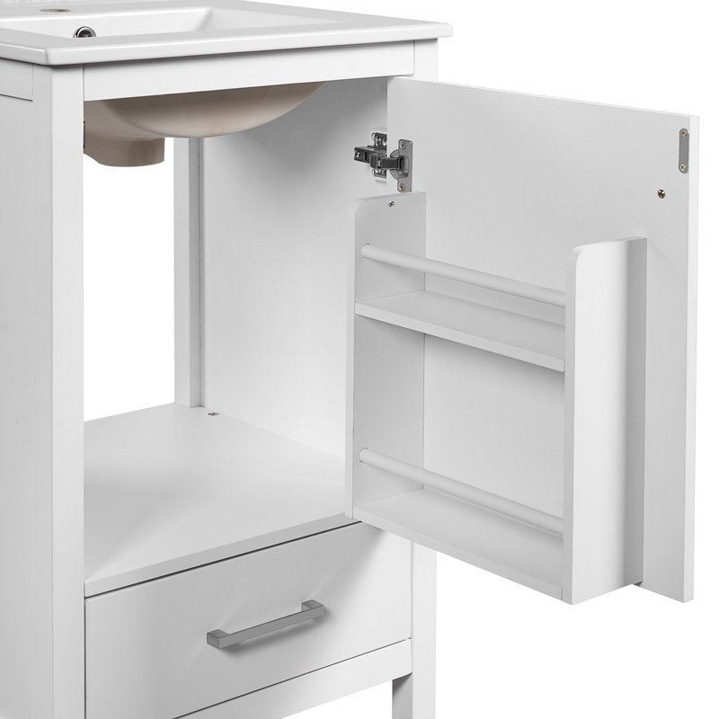 Single 20'' Bathroom Vanity With Ceramic Top, White