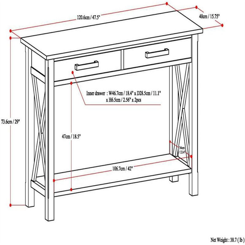 Contemporary Farmhouse Gray Wood Console Table with Storage