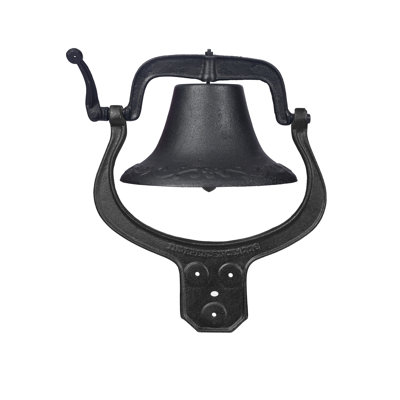 Grande cloche de salle à manger et sonnette en fonte - finition noire mate, résistante à la rouille, ton clair, support de fixation vertical / horizontal flexible