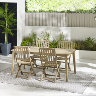 Table de salle à manger en bois massif Annily avec chaises Hamber - Design rustique moderne