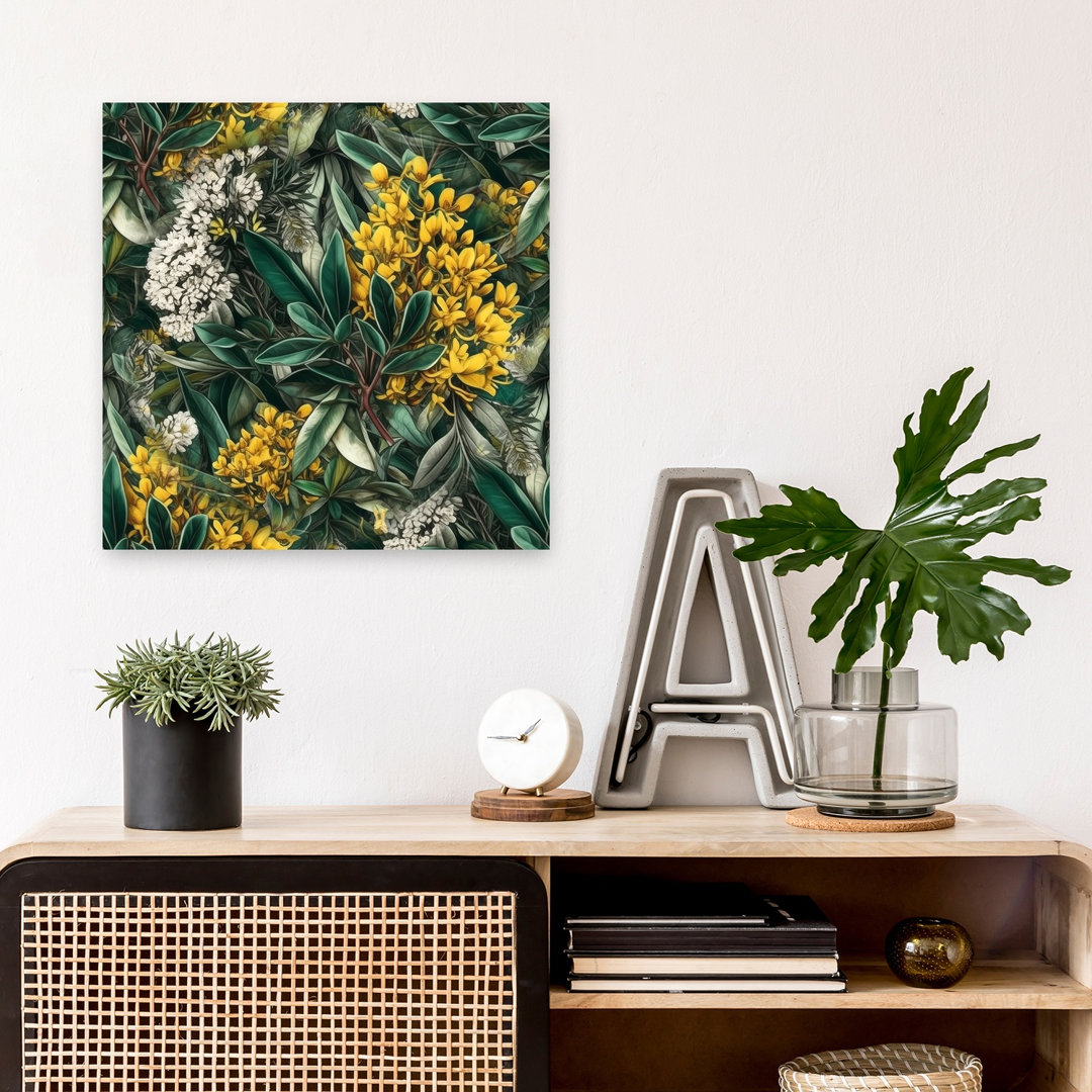 Lush Tropical Blooms Vibrant Abstract Nature Tropical Wall Art Print