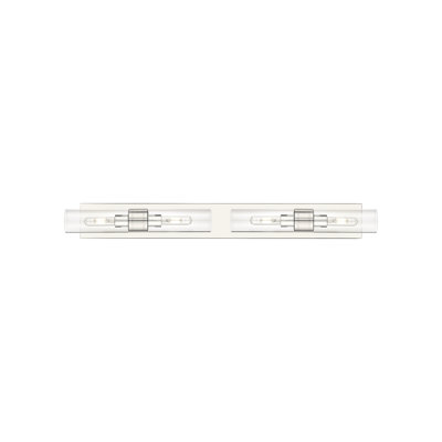 Éclairage pour meuble-lavabo 4 lumières 39 po Ballston - Maliyah - Laiton antique - Abat-jour blanc rayé