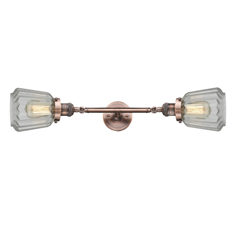 Ellerby 2 - Light Dimmable Vanity Light, Clear, LED, Antique Copper