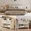 Ensemble de 2 tables de chevet en rotin avec tiroir et tablette ouverte, table pour chambre à coucher ou bureau-263336769