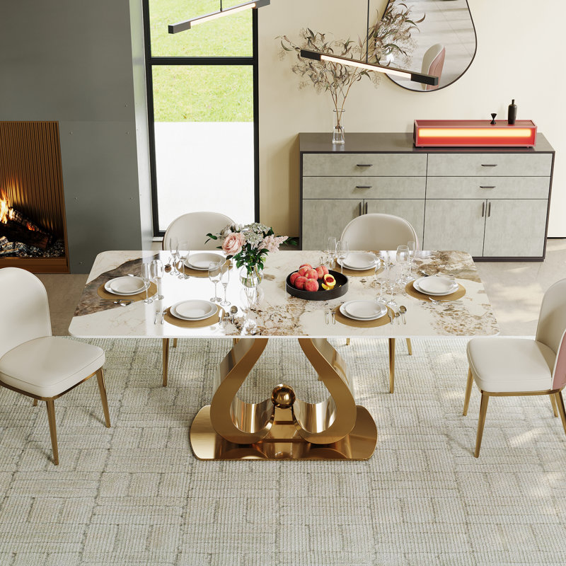 Modern Rectangular Dining Table, 29.5"H x 70.9"L x 35.4"W