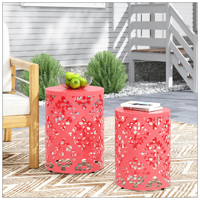 Metal S/2 End Table, Coral