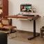 Bureau rectangulaire brun + noir massif + bois manufacturé + acier avec 2 tiroirs-1938654848