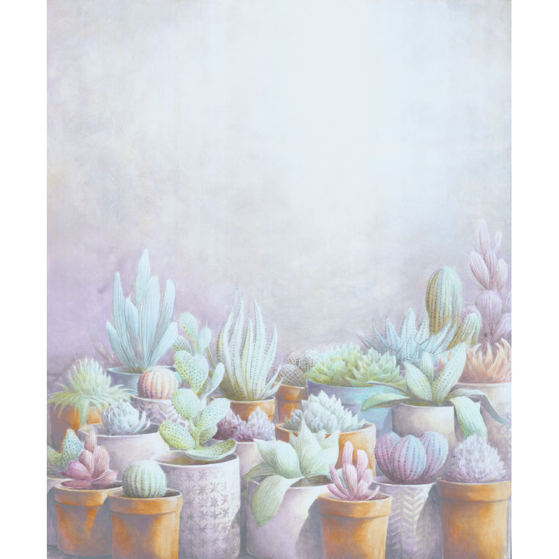 Cactus Pots - Painting Print, Wrapped Canvas, 30cm H x 20cm W