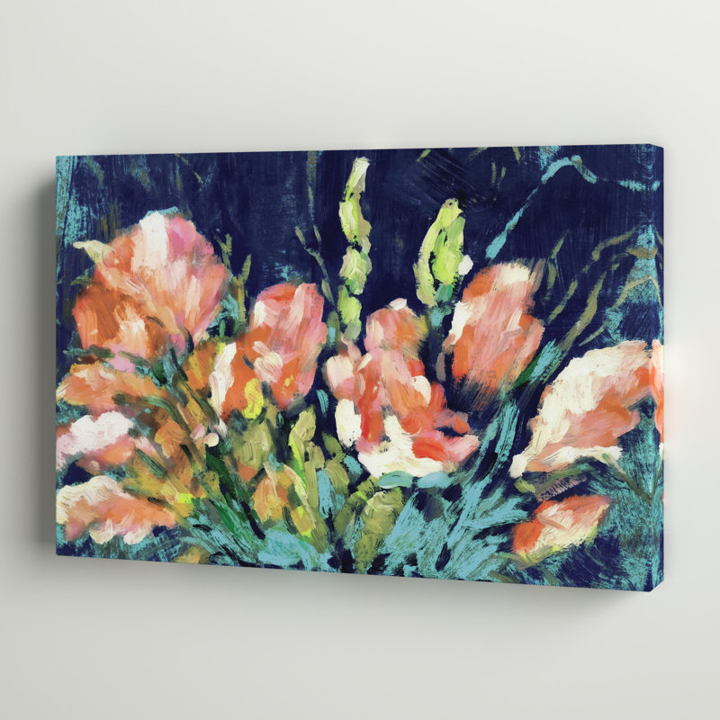 Fleurs orange - reproduction sur toile tendue, H 8 po x l 12 po