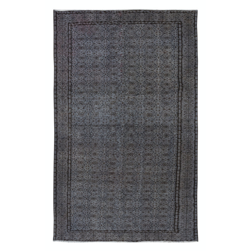 Tapis turc contemporain fait à la main 5,7 x 8,4 pi avec motif floral, tapis turc contemporain