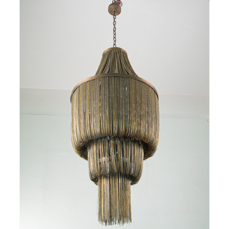 Light Black Chain Hanging Outdoor Entertaining & Lighting, Brushed Nickel, Bronze Plated, 18" Wide x 36" Height