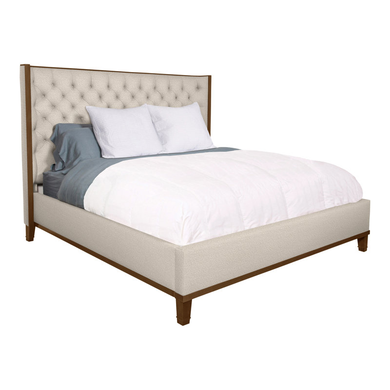 Michael Weiss Solid Wood Wingback Bed, Nadia Steam, Queen, Casa Blanca