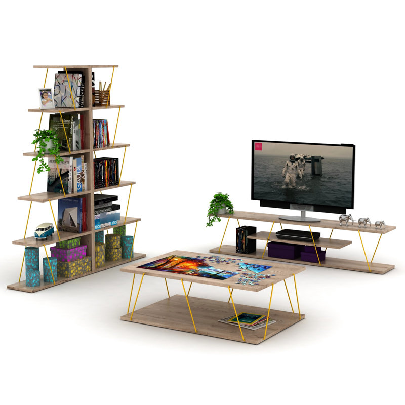 Meuble télé 4 tablettes Mid Century Modern