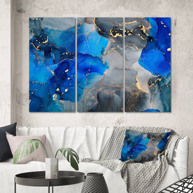 Blue Gold Marble Canvas , Luxury Wall Art, Abstract Wall Decor, Navy Blue  Canvas