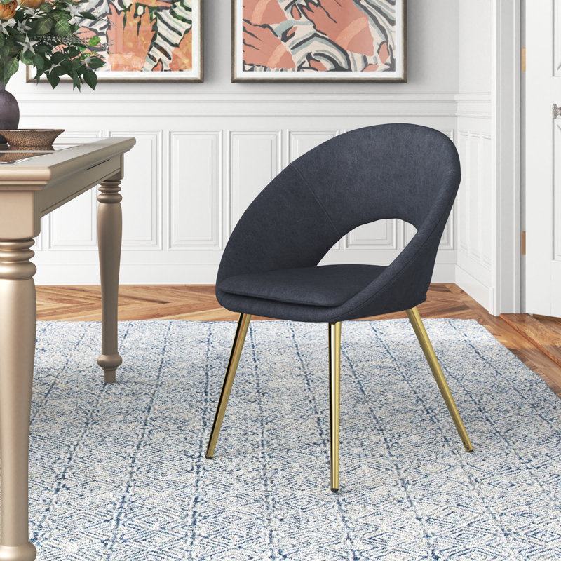 Amadou 47cm H Polyester Blend Upholstered Side Chair, Grey