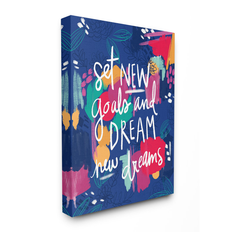 «New Goals Painted Inspirational» par Pen + Paint - reproduction d'art textuel sur toile, Toile tendue