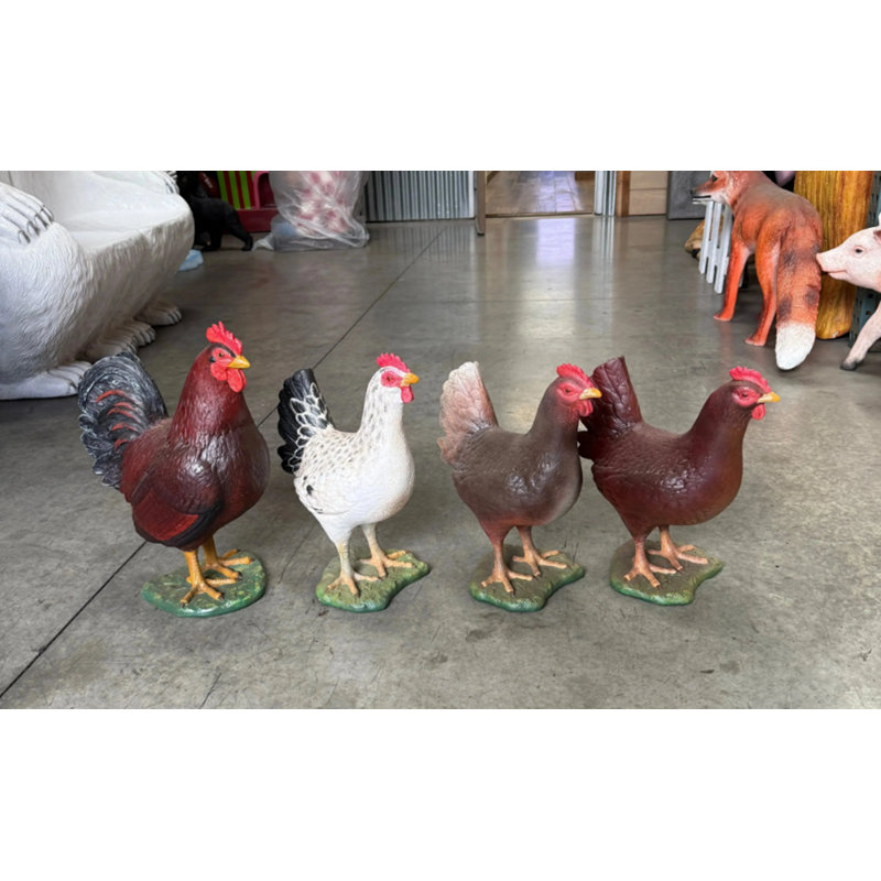 Statue de poulet rouge grandeur nature
