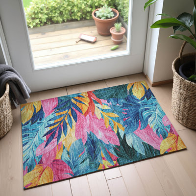 Premium Machine Washable Elize AMF1493 Floral Rug