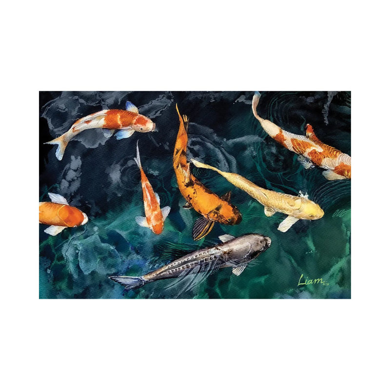 Koi Fish by Liam Kumawat - Wrapped Canvas Print, 20.32 cm H x 30.48 cm W