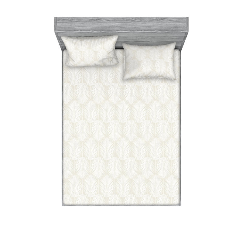 Microfiber Floral Sheet Set, California King Sheet Set + 2 Pillowcases, Eggshell