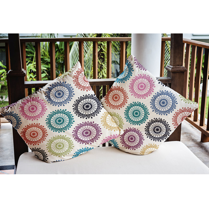 Housse de coussin d'extérieur carré Happy Hippy, H 18 po x l 18 po, Bleu sarcelle foncé