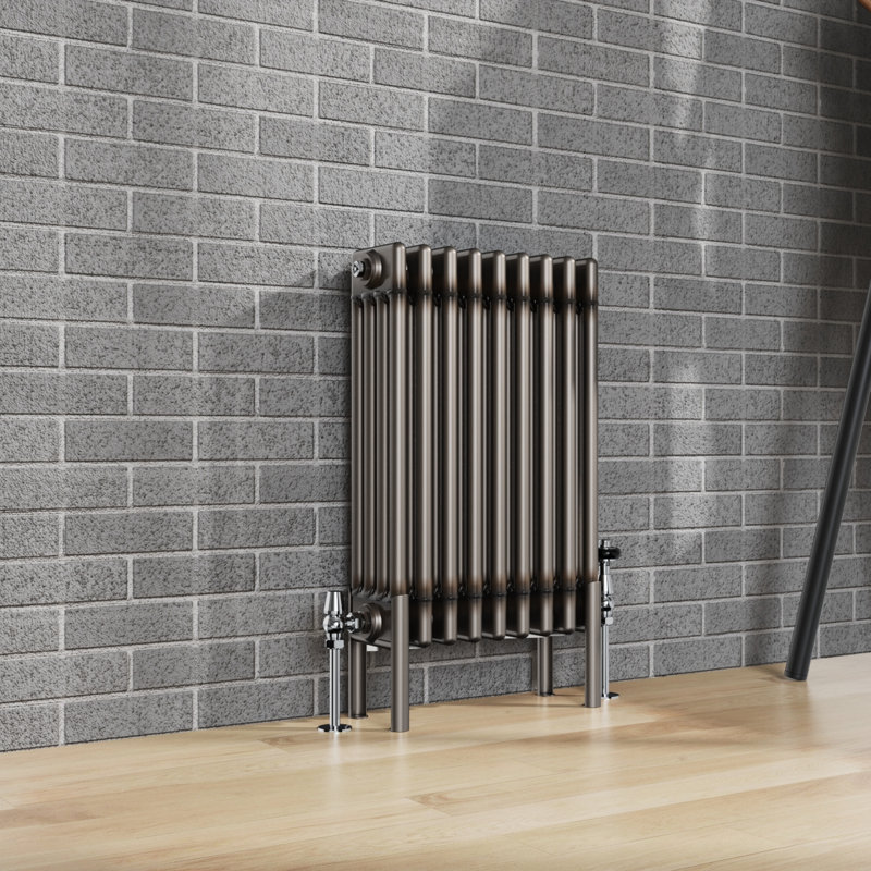 Doty Horizontal Traditional 4 Column Radiator Raw Metal, 60cm H x 425cm W x 14cm D