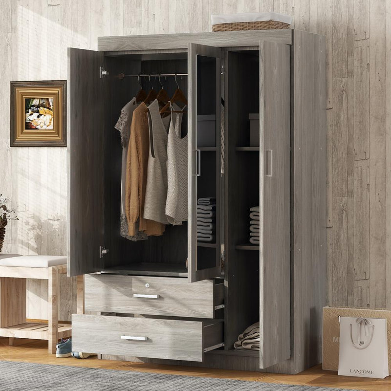 Armoire à miroir 3 portes (gris)
