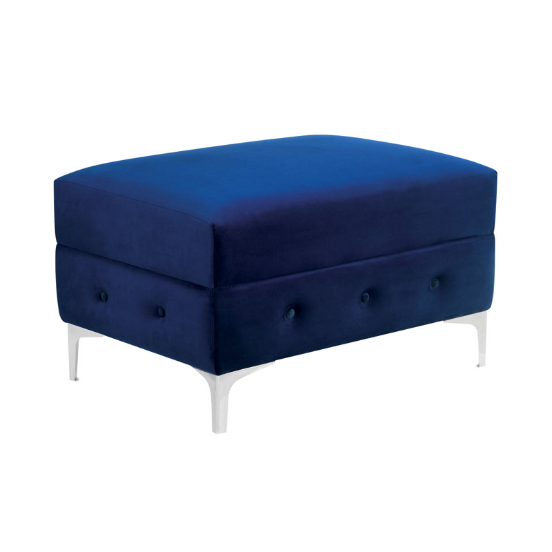 Repose-pieds capitonné standard Ciabattoni, 100 % polyester bleu marine