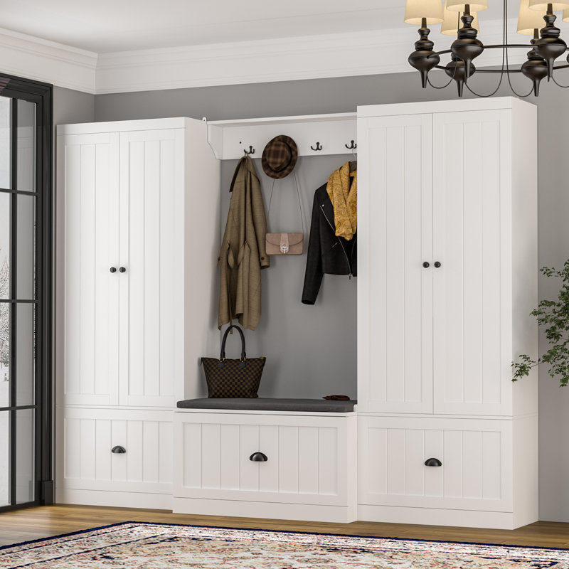 Padstow Hall Tree 86.7'' Wide with Bench and Shoe Storage