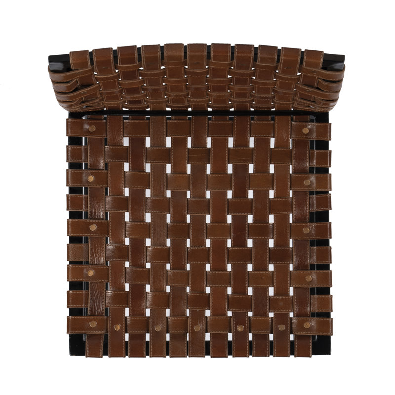 Butler Urban Brown Woven Leather Bar Stool, Bar Stool (30" Seat Height), Dark Brown/Black