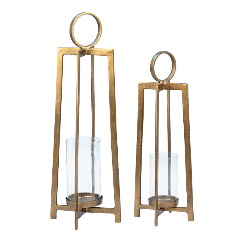 Cordelia Glass/Aluminum Tabletop Lantern, 31" H x 11" W x 11" D