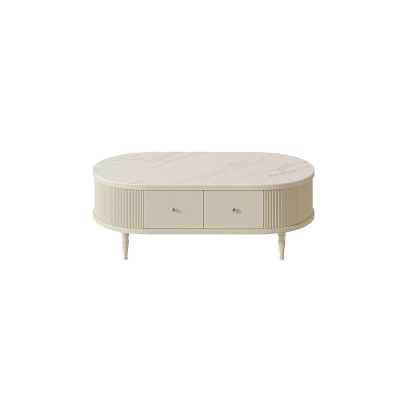 Table basse en bois de style français, H 16,53 po x L 47,24 po x l 23,62 po, Blanc