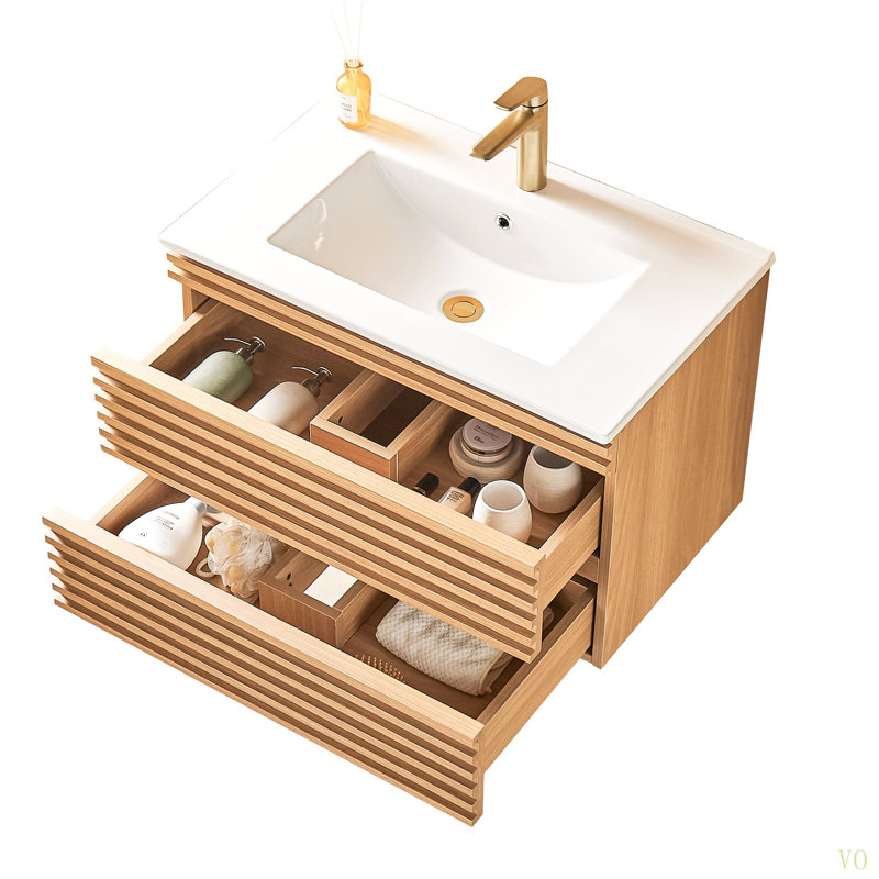 Meuble-lavabo mural simple 30 po avec lavabo en céramique, 30"